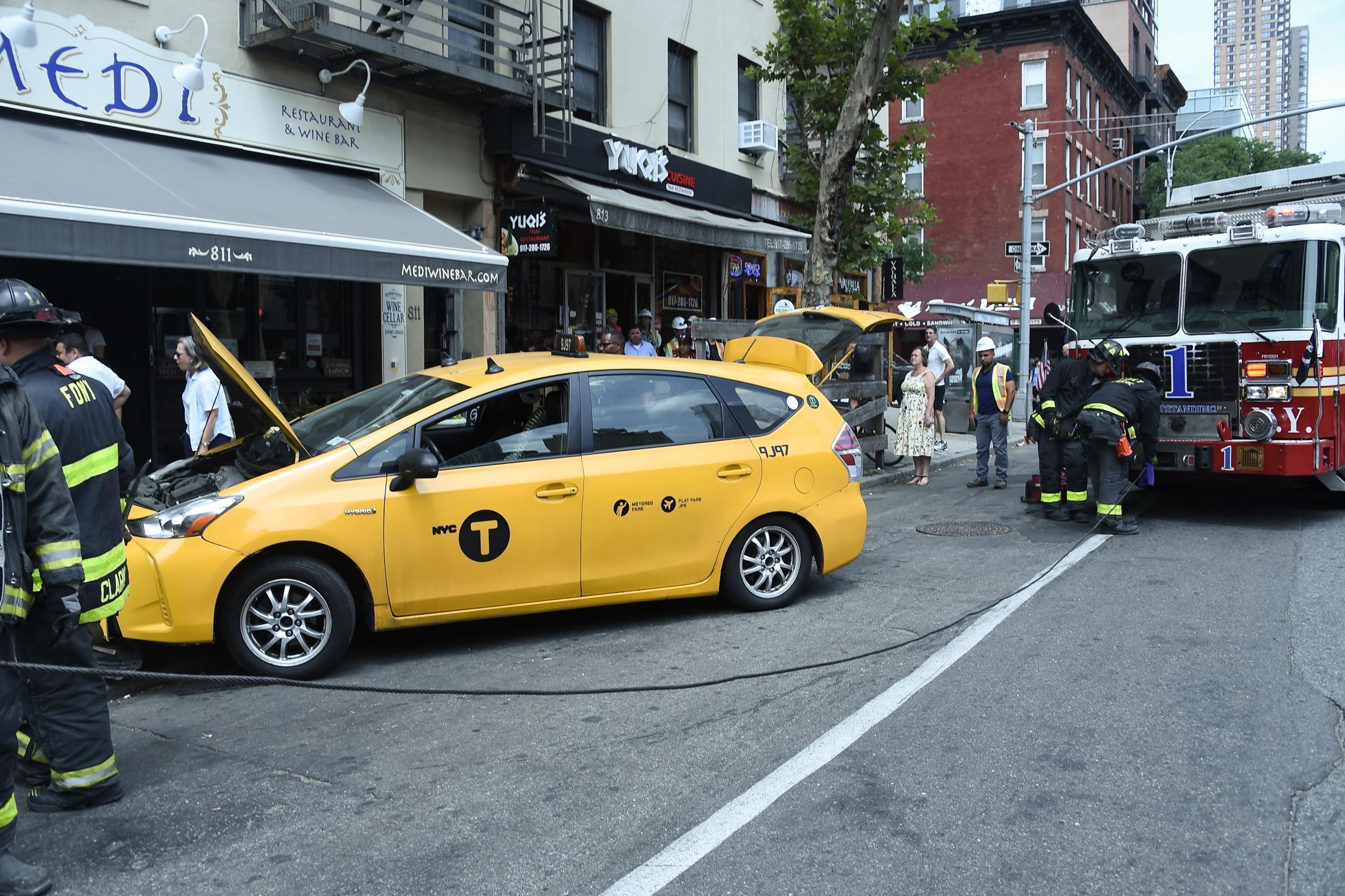 The driver of the taxi said he was hit by another car