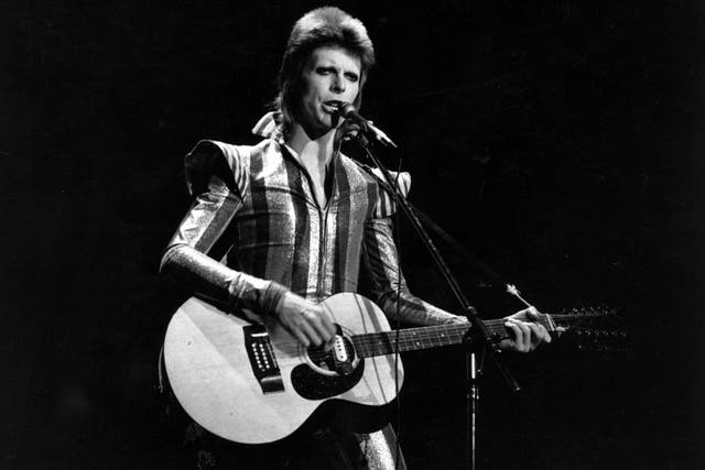 David Bowie performs his final concert as Ziggy Stardust at the Hammersmith Odeon, London on 3 July, 1973.