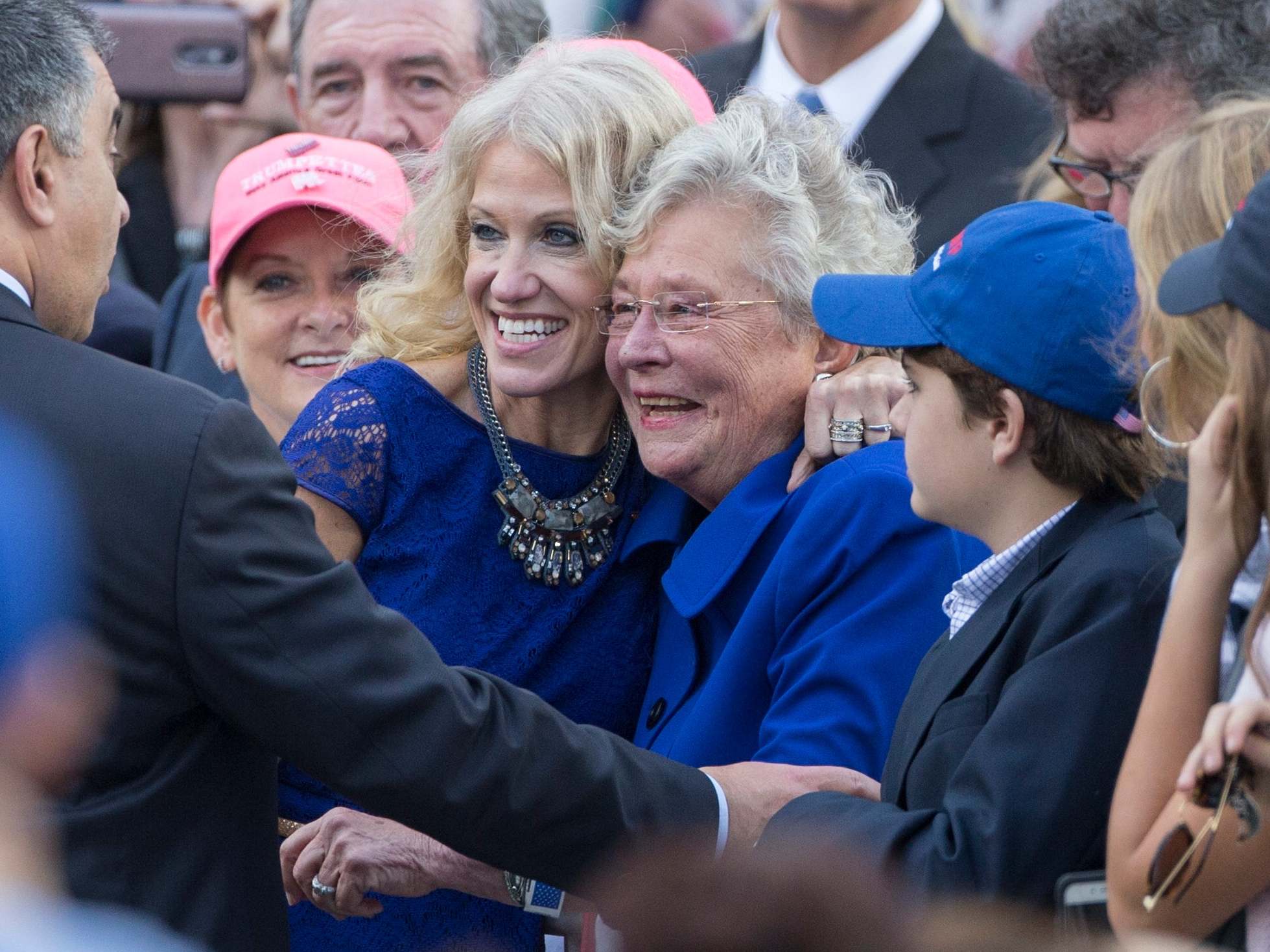 Trump’s campaign manager Kellyanne Conway hugs Alabama governor Kay Ivey