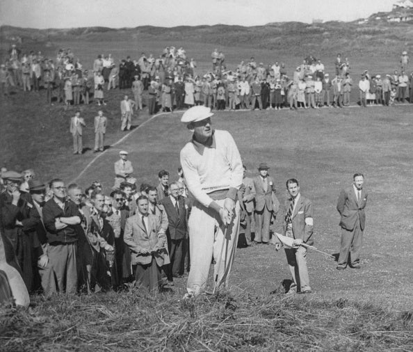 Norman Von Nida plays a shot at the 1951 Open at Portrush