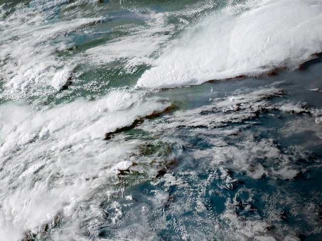 A satellite image of storm clouds that cause meteotsunami