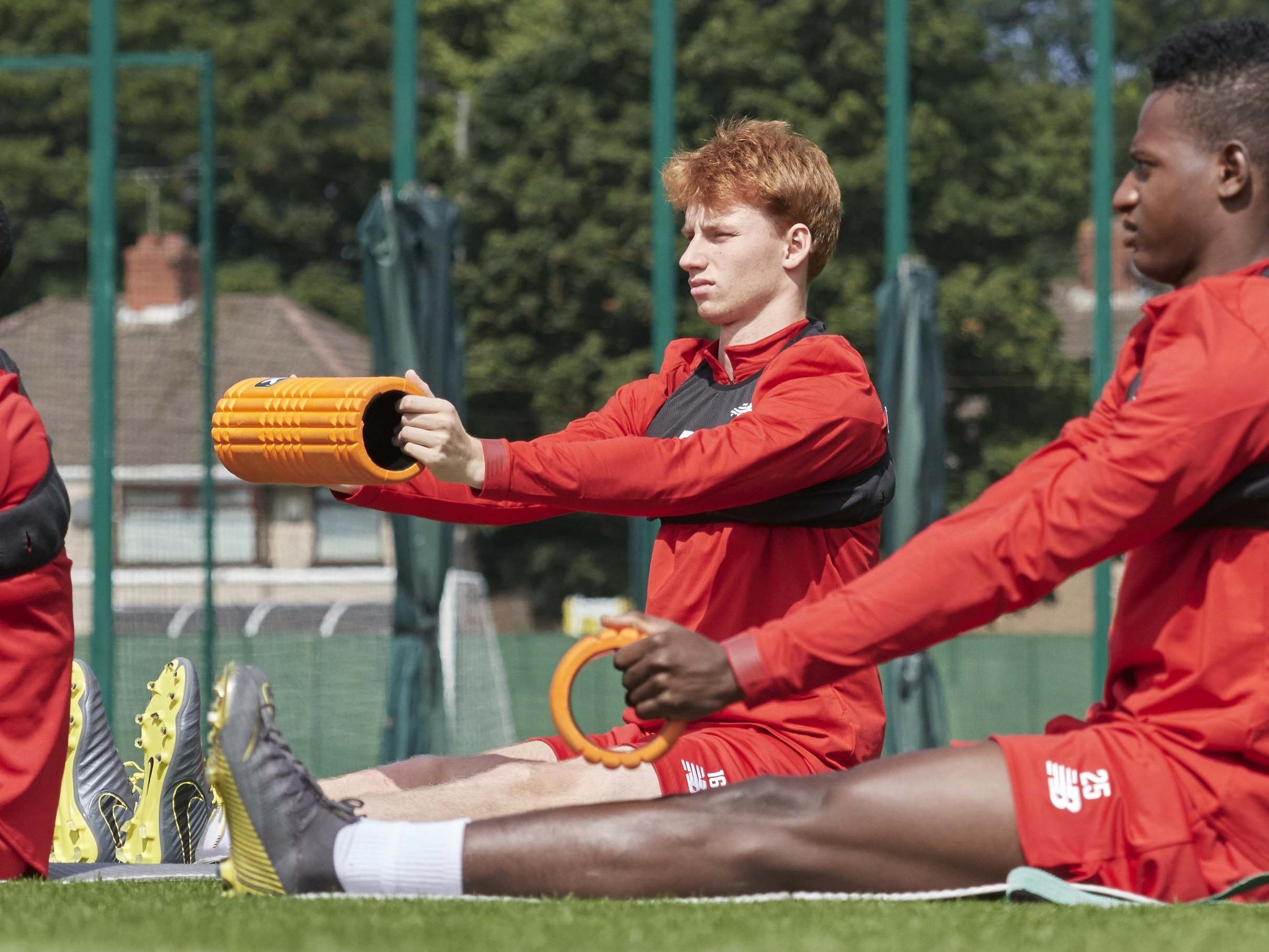 Sepp van den Berg trains with the Reds