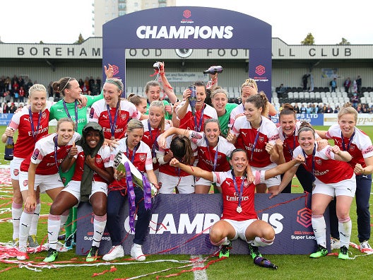 Arsenal Ladies celebrate after winning the 2018/19 Women’s Super League