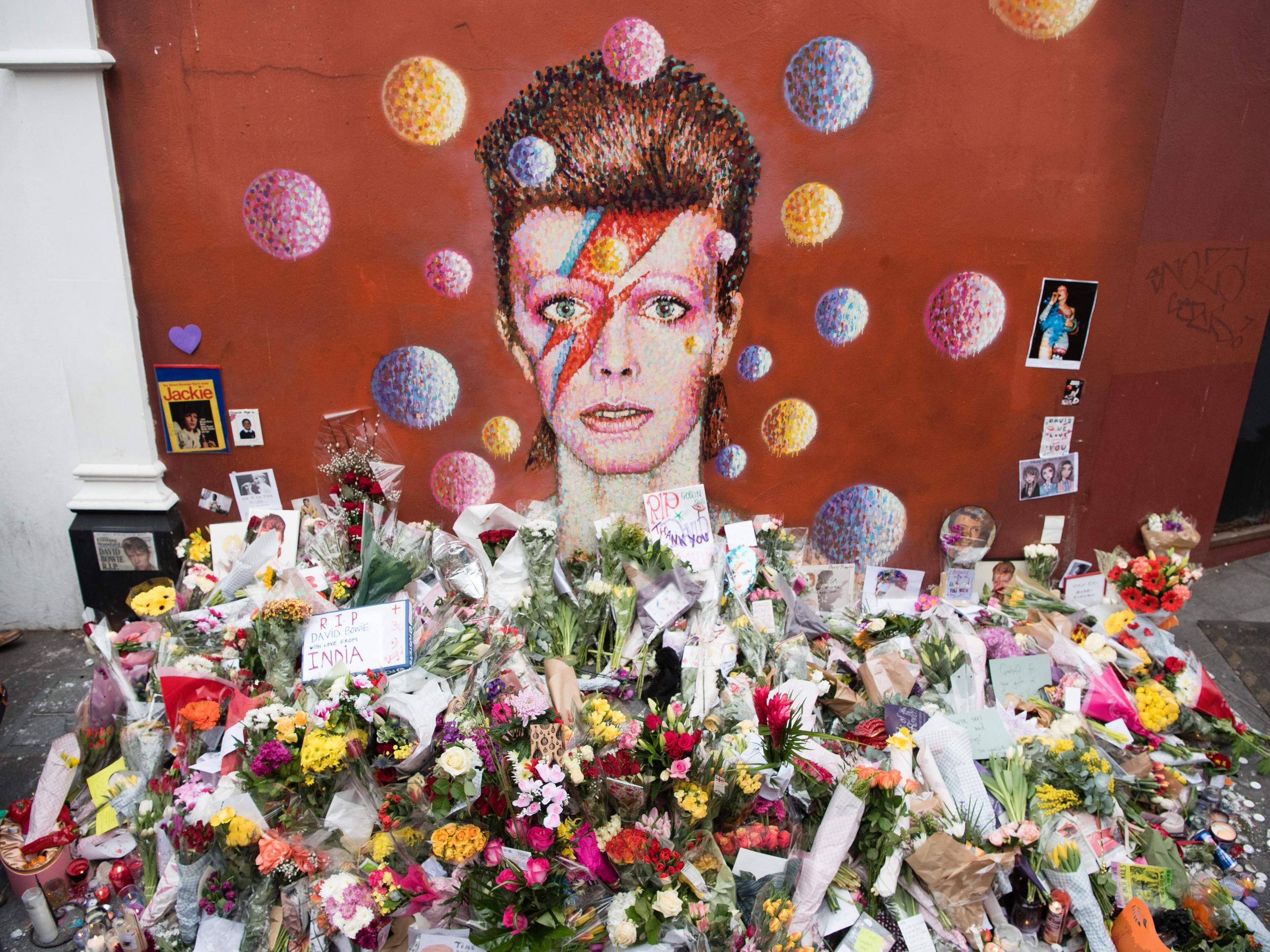 Mural of British singer David Bowie, painted by Australian street artist James Cochran, aka Jimmy C, Brixton, south London