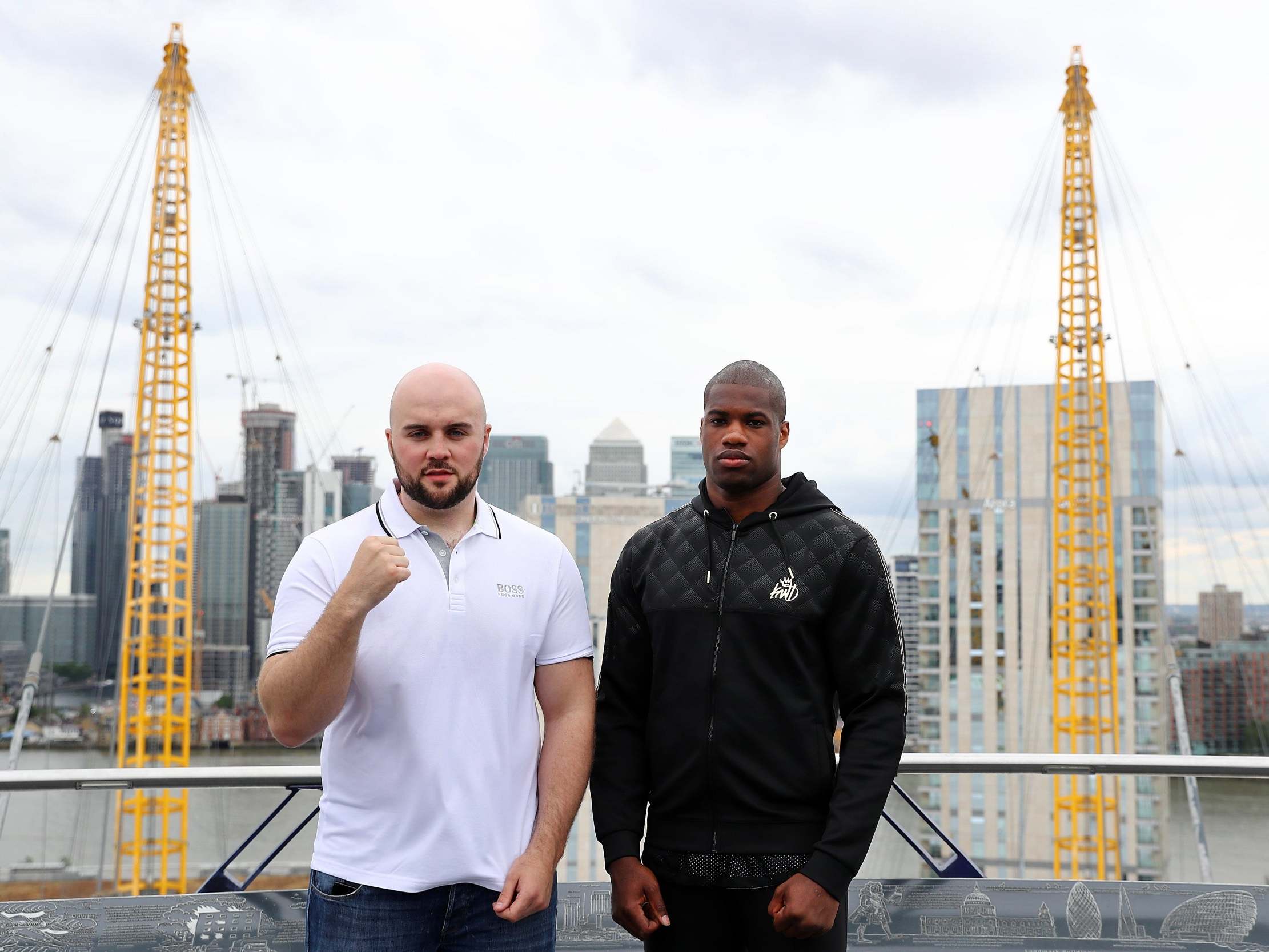 Daniel Dubois, right, and Nathan Gorman on top of the O2