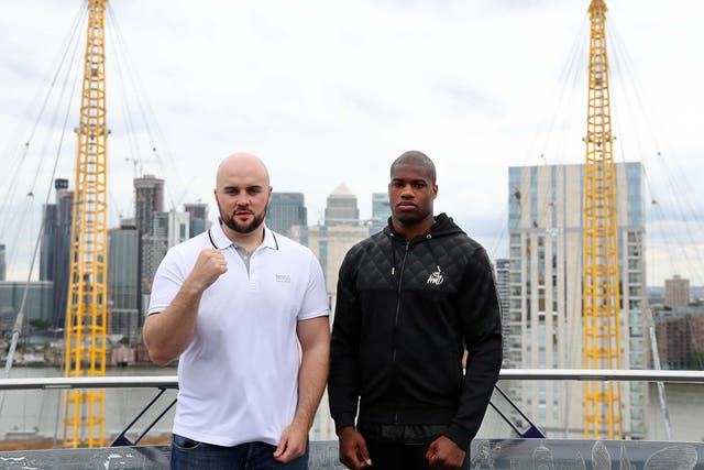 Daniel Dubois, right, and Nathan Gorman on top of the O2