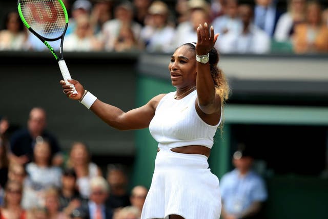 Serena Williams reacts during a frustrating first set