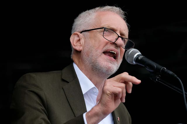 Labour leader Jeremy Corbyn delivers his speech during the 135th Durham Miners Gala