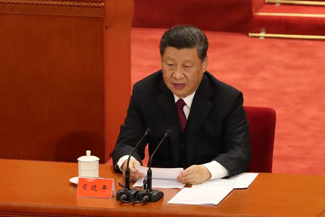 Chinese President Xi Jinping delivers a speech for the 100th Anniversary of the 4 May Movement
