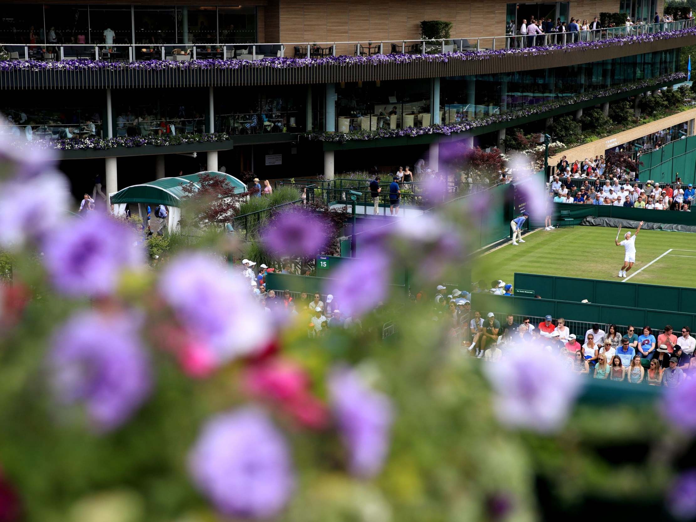 A general view of the outside courts at the All England Lawn Tennis and Croquet Club