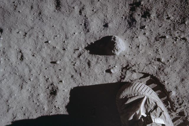 This July 20, 1969 photo made available by NASA shows Buzz Aldrins boot and bootprint during a test of the lunar soil during the Apollo 11 extravehicular activity