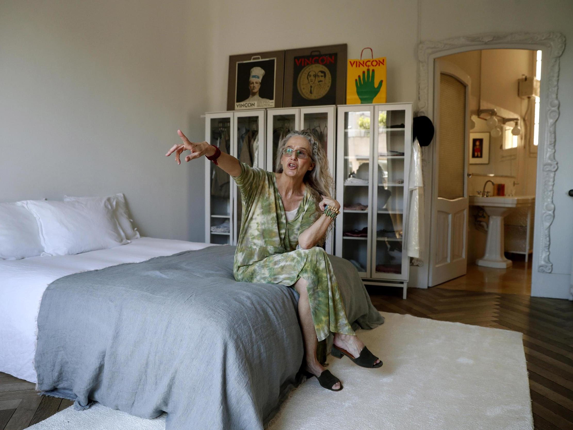 Viladomiu in her bedroom, she is one of the last tenants in the building