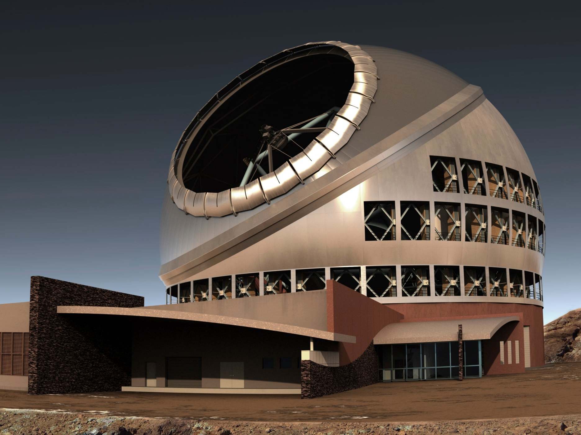 Illustration of proposed giant telescope on Mauna Kea