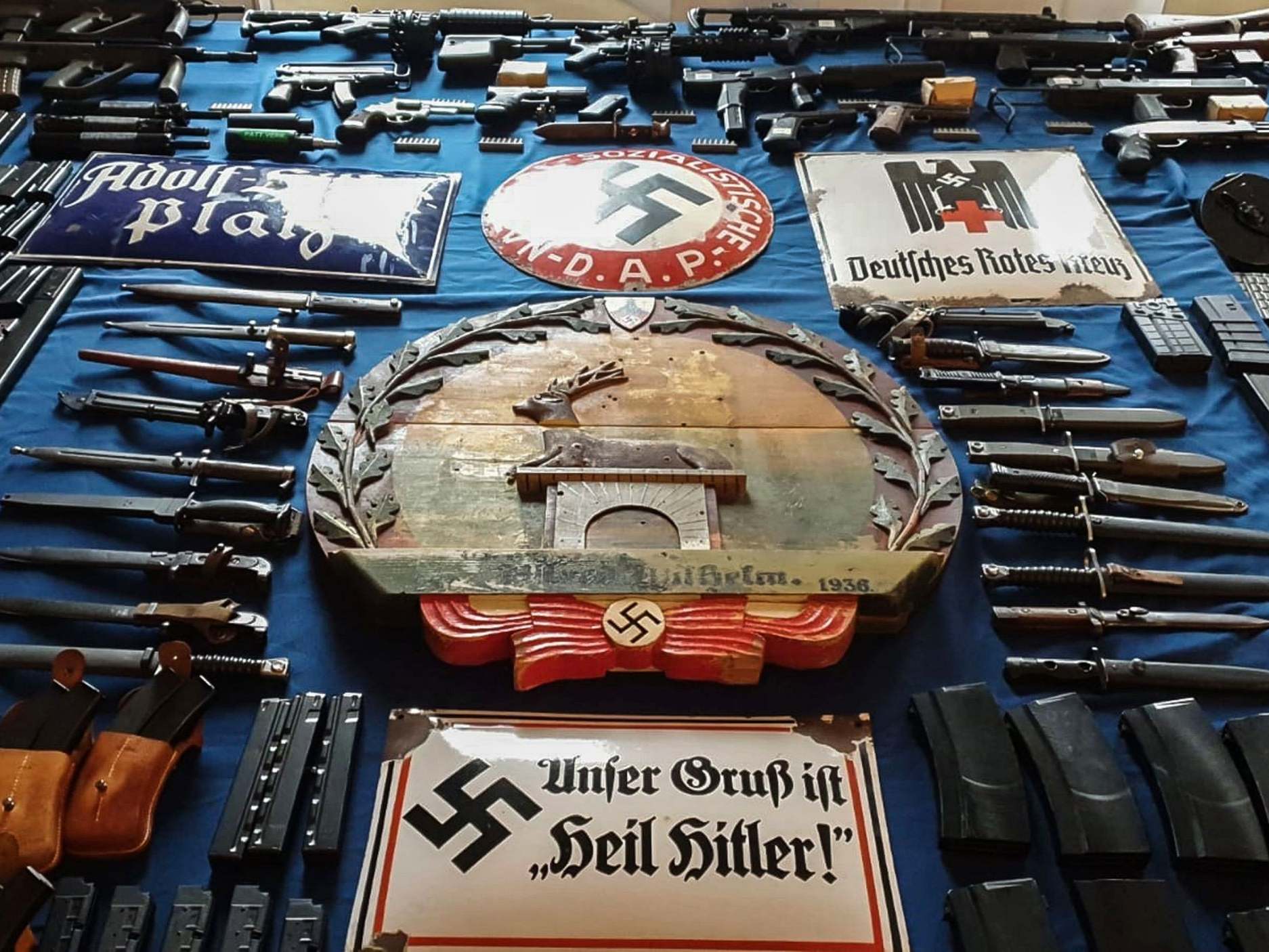 Police also uncovered several pieces of Nazi memorabilia