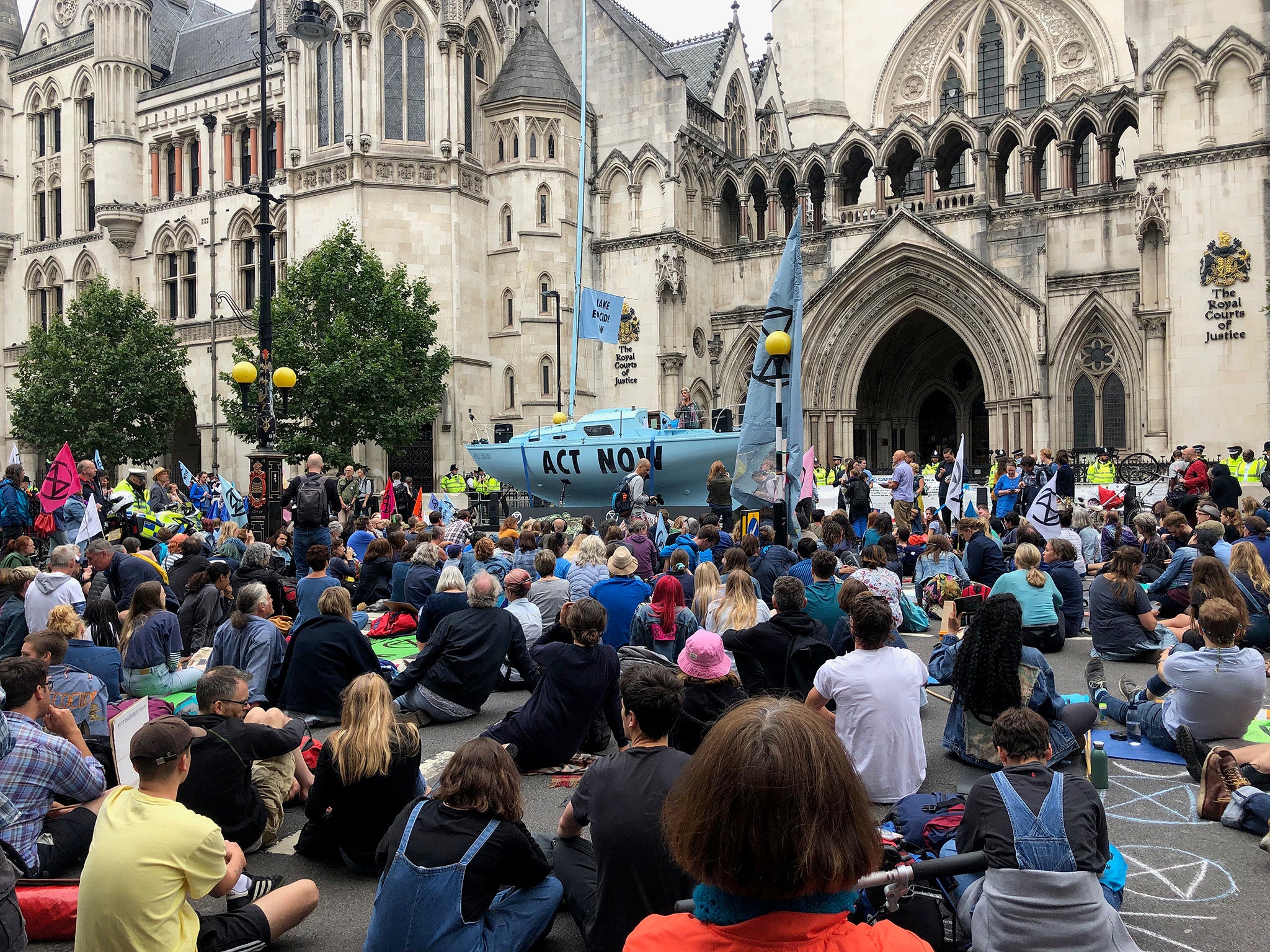 Protesters outside the Royal Courts of Justice