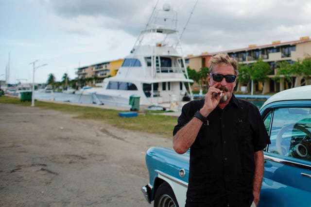 John McAfee, founder of McAfee Antivirus, in front of his boat in Havana, Cuba, 4 July, 2019