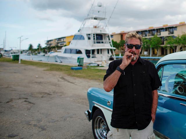John McAfee, founder of McAfee Antivirus, in front of his boat in Havana, Cuba, 4 July, 2019