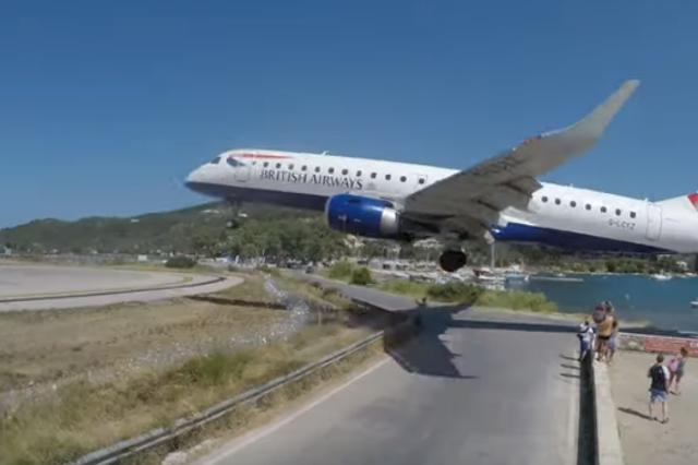 Skiathos airport is a popular tourist landmark thanks to its close landings