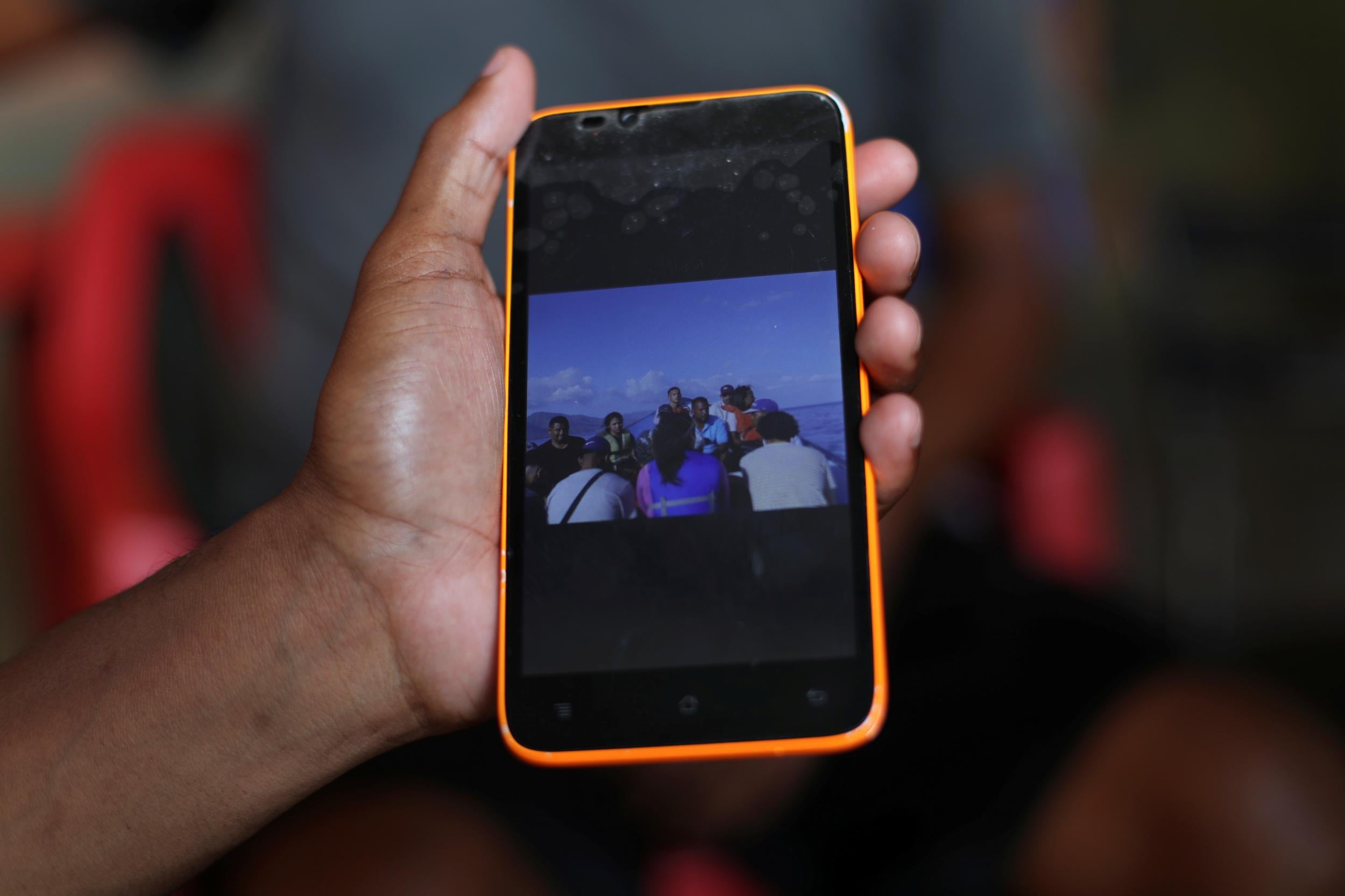 The boat that Bastardo, eight-months pregnant, boarded with her children, her husband's sister, uncle and father, before disappearing (Reuters)