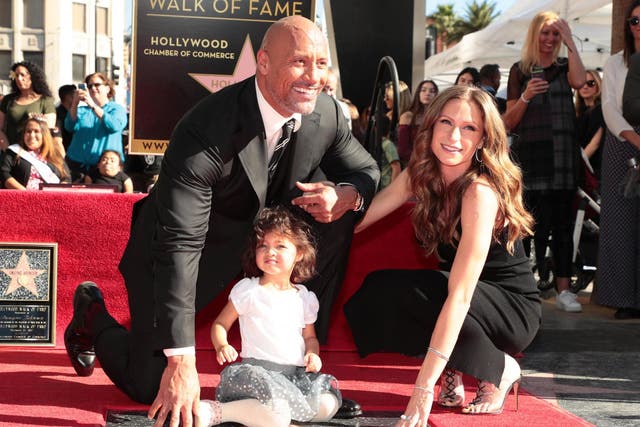 Dwayne Johnson receives Hollywood Star with partner Lauren Hashian and daughter Jasmine Johnson