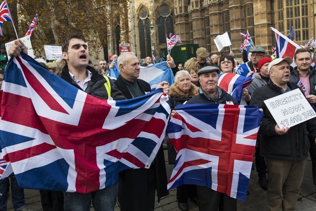 Pro-Brexit demonstrators outside parliament in November 2016