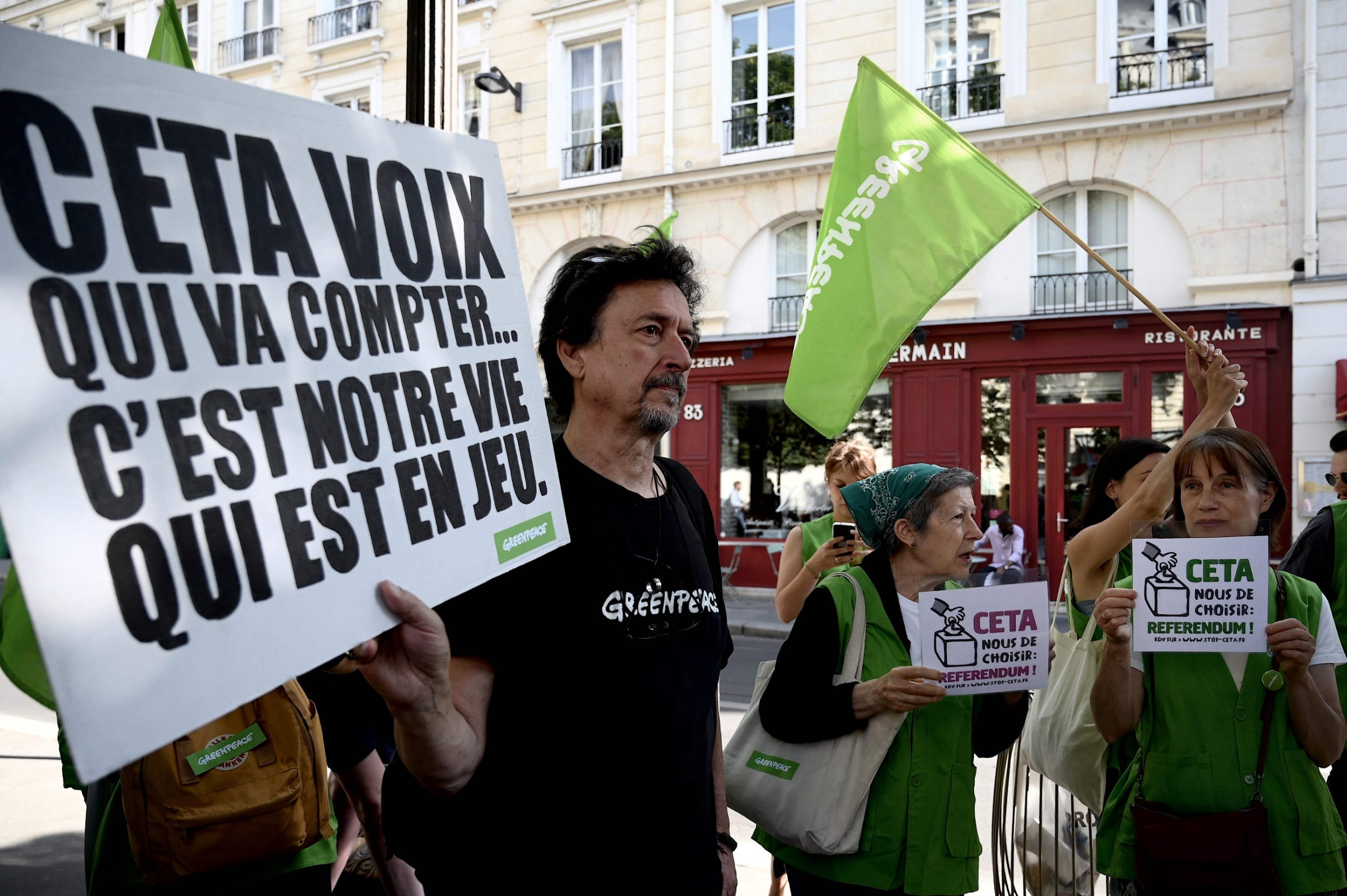 Protests against Ceta were staged in Paris on Tuesday
