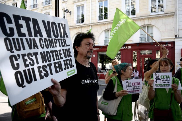 Protests against Ceta were staged in Paris on Tuesday