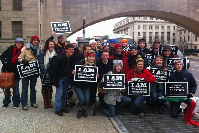 The student group at the March for Life in Washington