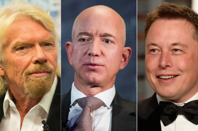 Global expansion: (from left) Richard Branson, Jeff Bezos and Elon Musk