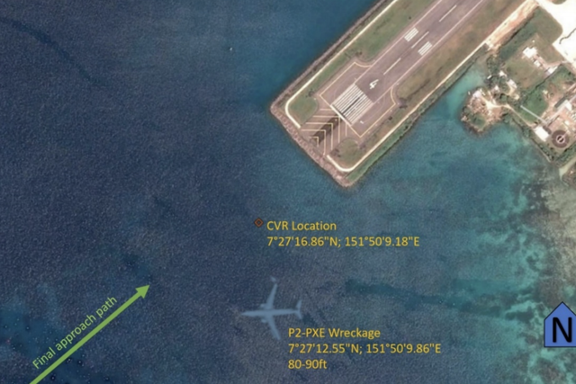 Crash site: the Boeing 737 hit the water 1,500 feet before the start of the runway