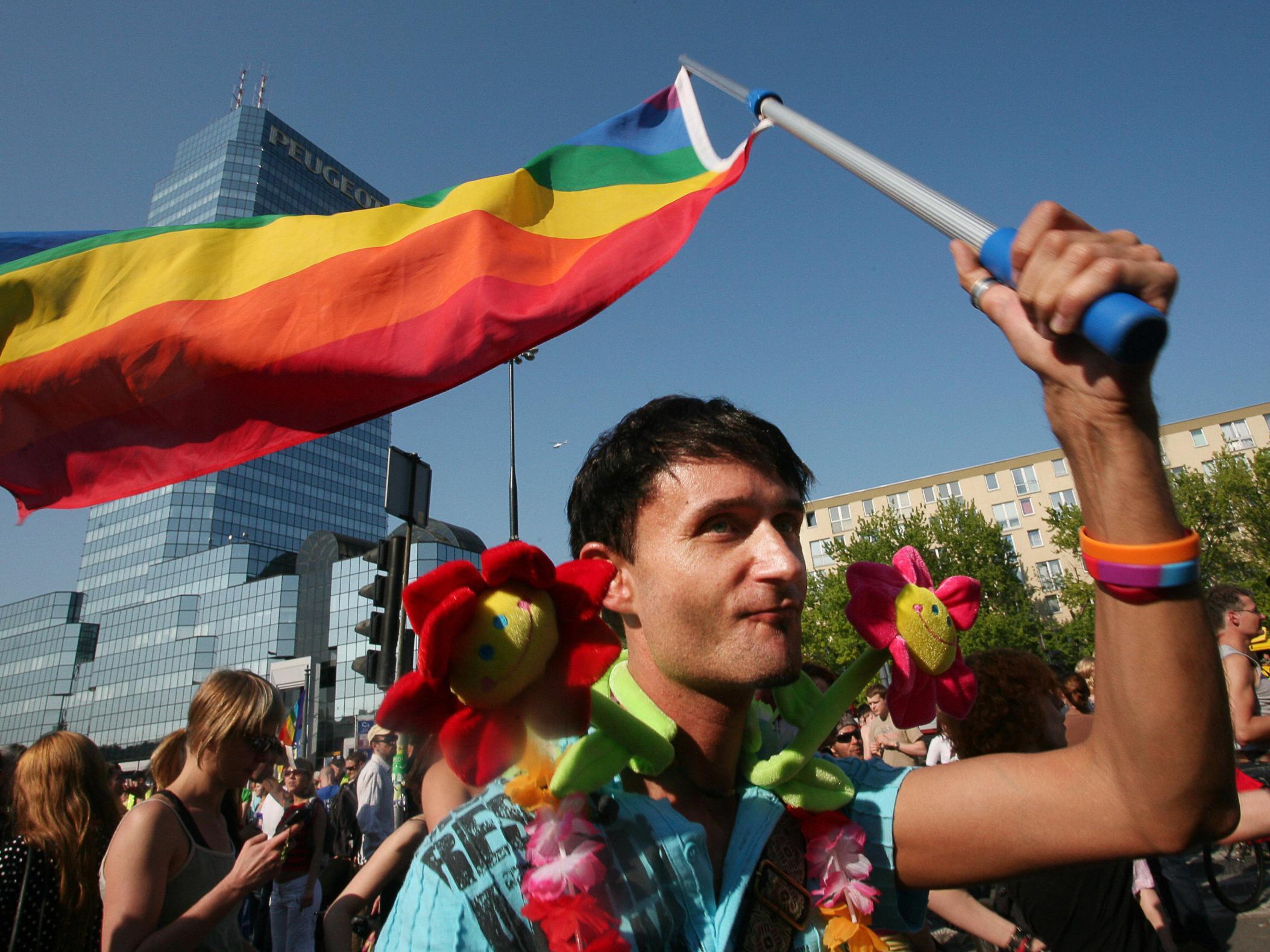Pride march in Warsaw, Poland.