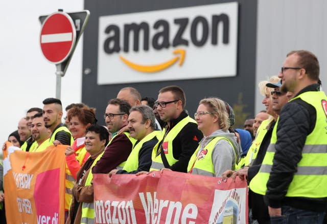 Amazon workers strike in Werne, Germany