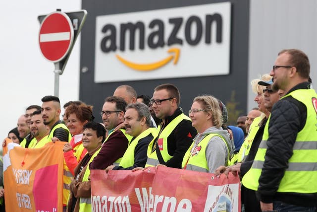 Amazon workers strike in Werne, Germany