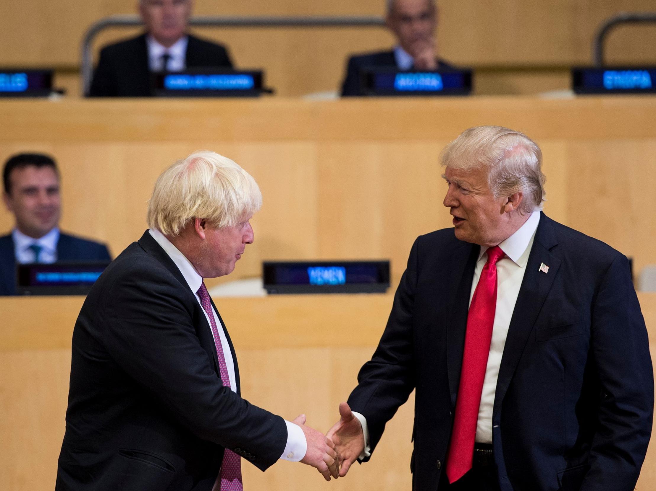 Ex-foreign secretary Boris Johnson meets with Donald Trump at UN headquarters in New York in September 2017