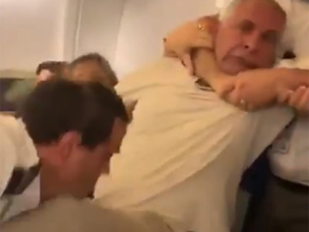 Plane security drag man from his seat in shocking video