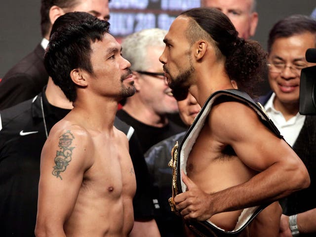 <p>Manny Pacquiao and Keith Thurman fight for the WBA super welterweight world title</p>