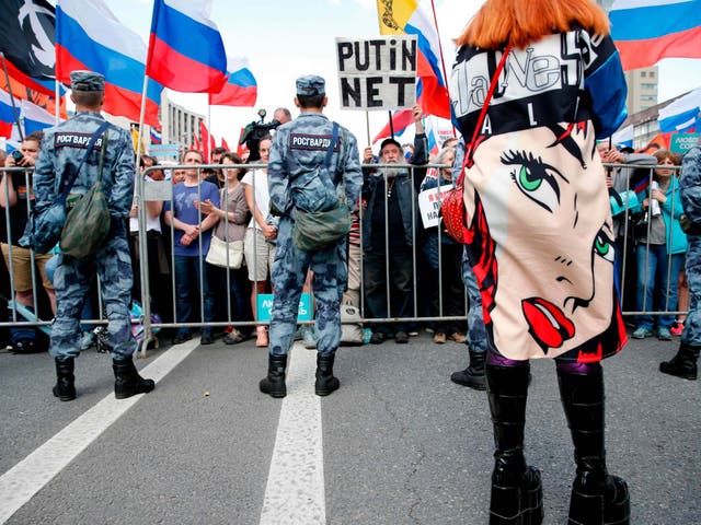 <p>A demonstration in Moscow in support of opposition candidates for the elections this month</p>
