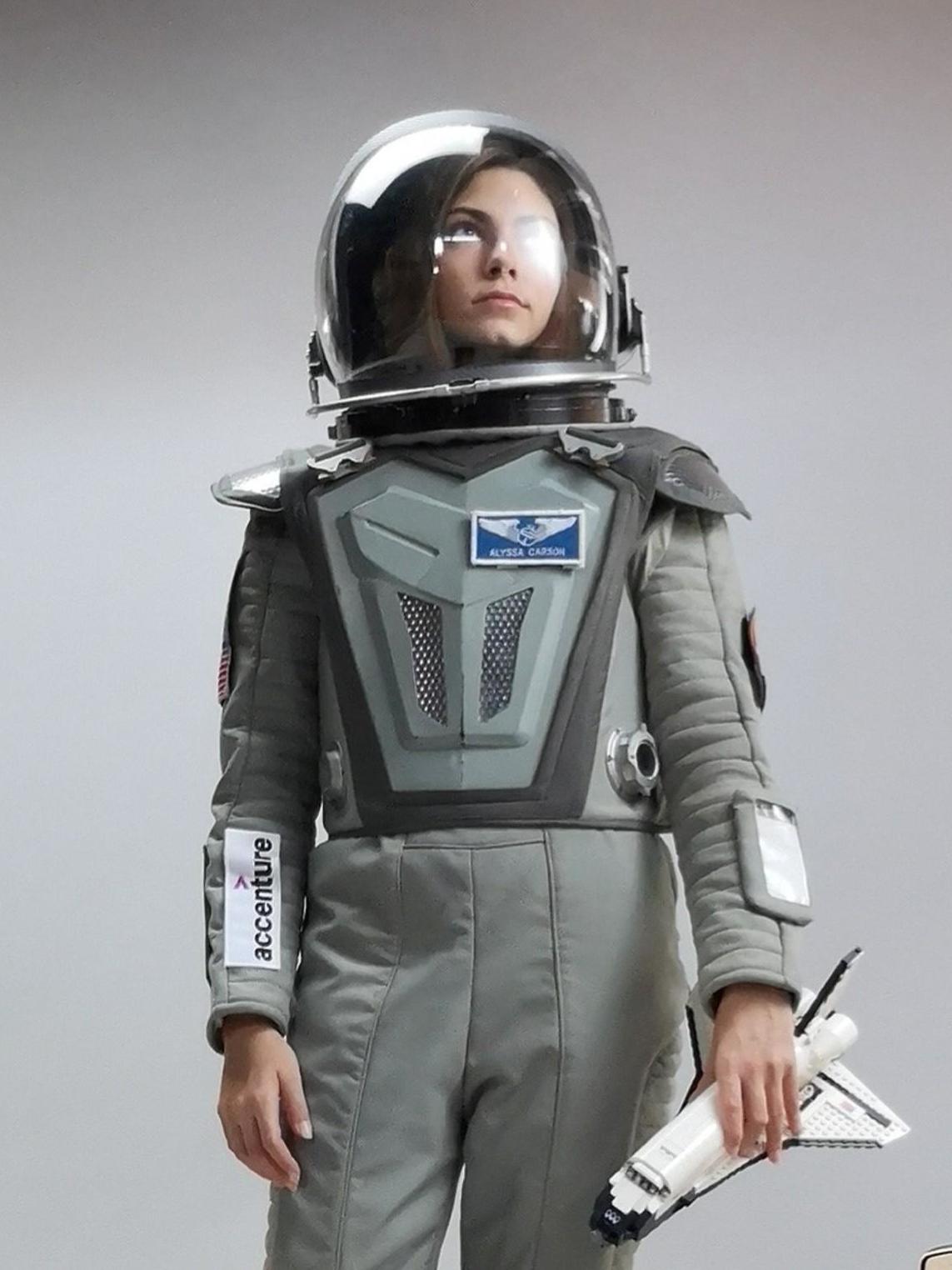 Alyssa Carson wearing space gear