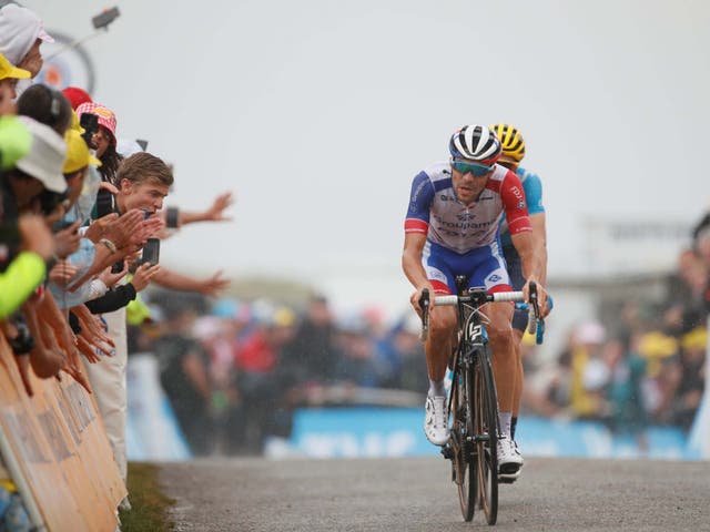 Thibaut Pinot comes to the finish line