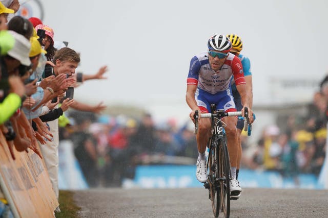 Thibaut Pinot comes to the finish line
