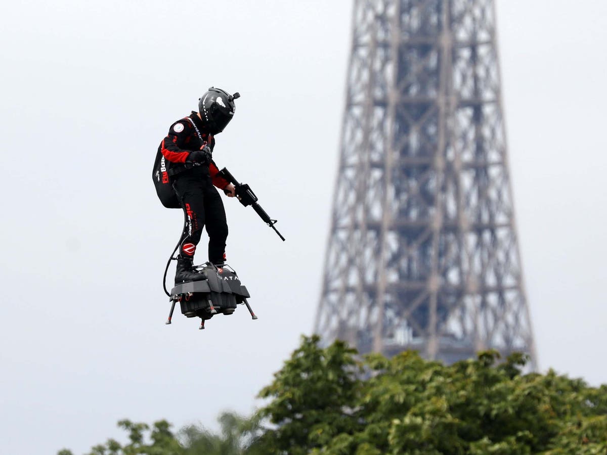 to English Channel on jet-powered hoverboard | The Independent | The