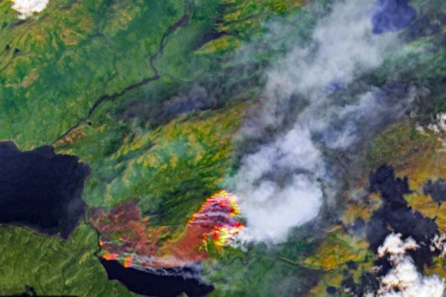 An enormous wildfire in Greenland sends up a plume of smoke stretching several kilometres