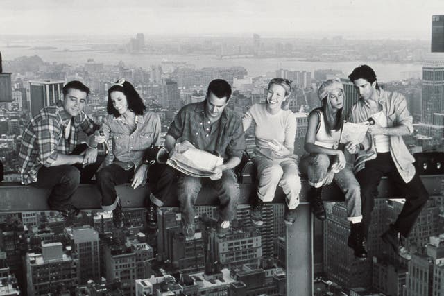 Matt LeBlanc, Courteney Cox, Matthew Perry, Lisa Kudrow, Jennifer Aniston and David Schwimmer in a 1999 promo shot for Friends.