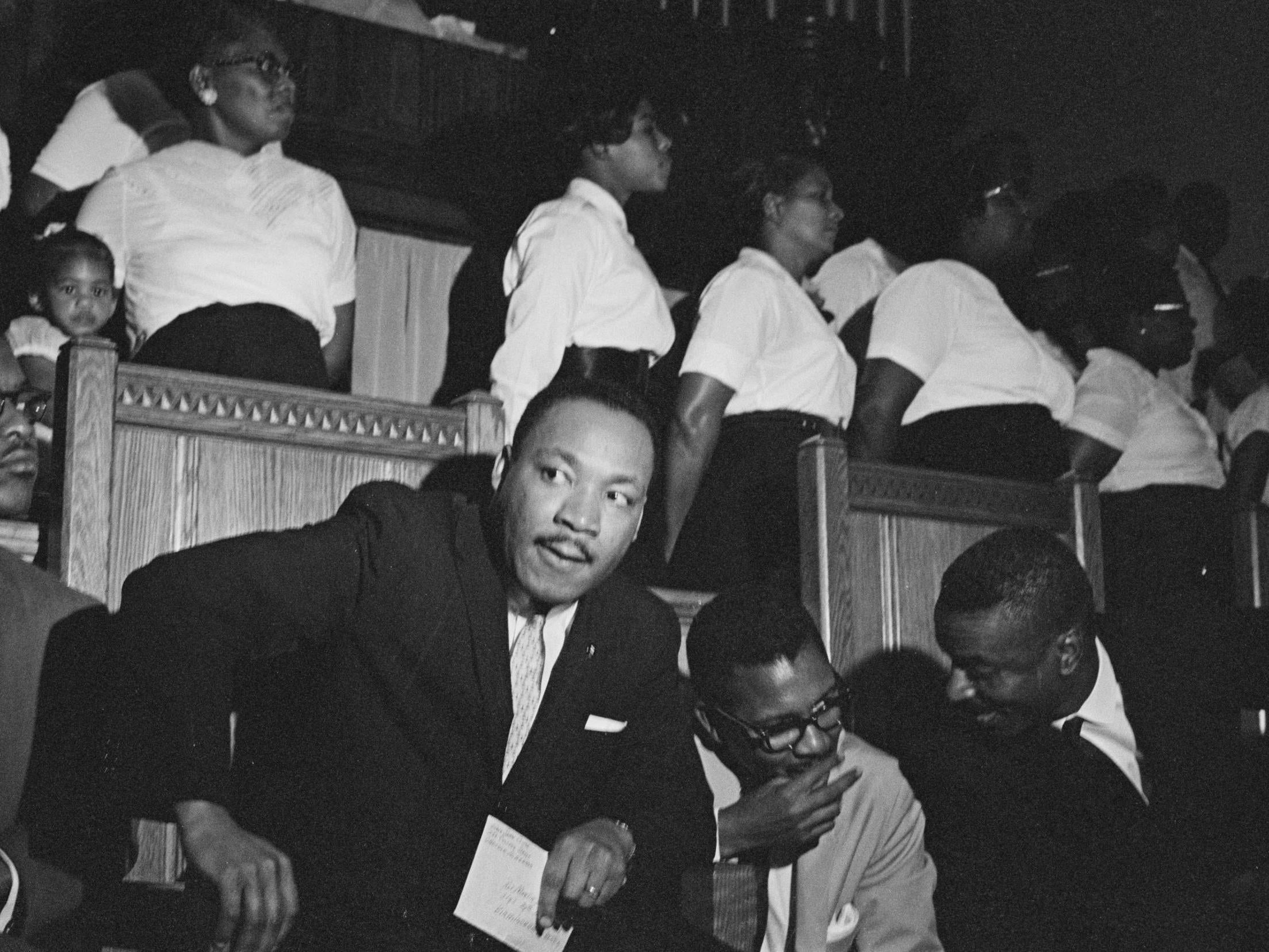 Martin Luther King at a rally in Birmingham, Alabama, in 1963. The church got behind the civil rights movement (Getty)