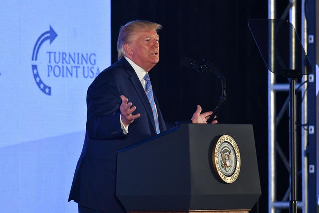 The US president addresses the Turning Point USA’s Teen Student Action Summit 2019 in Washington, DC, on 23 July