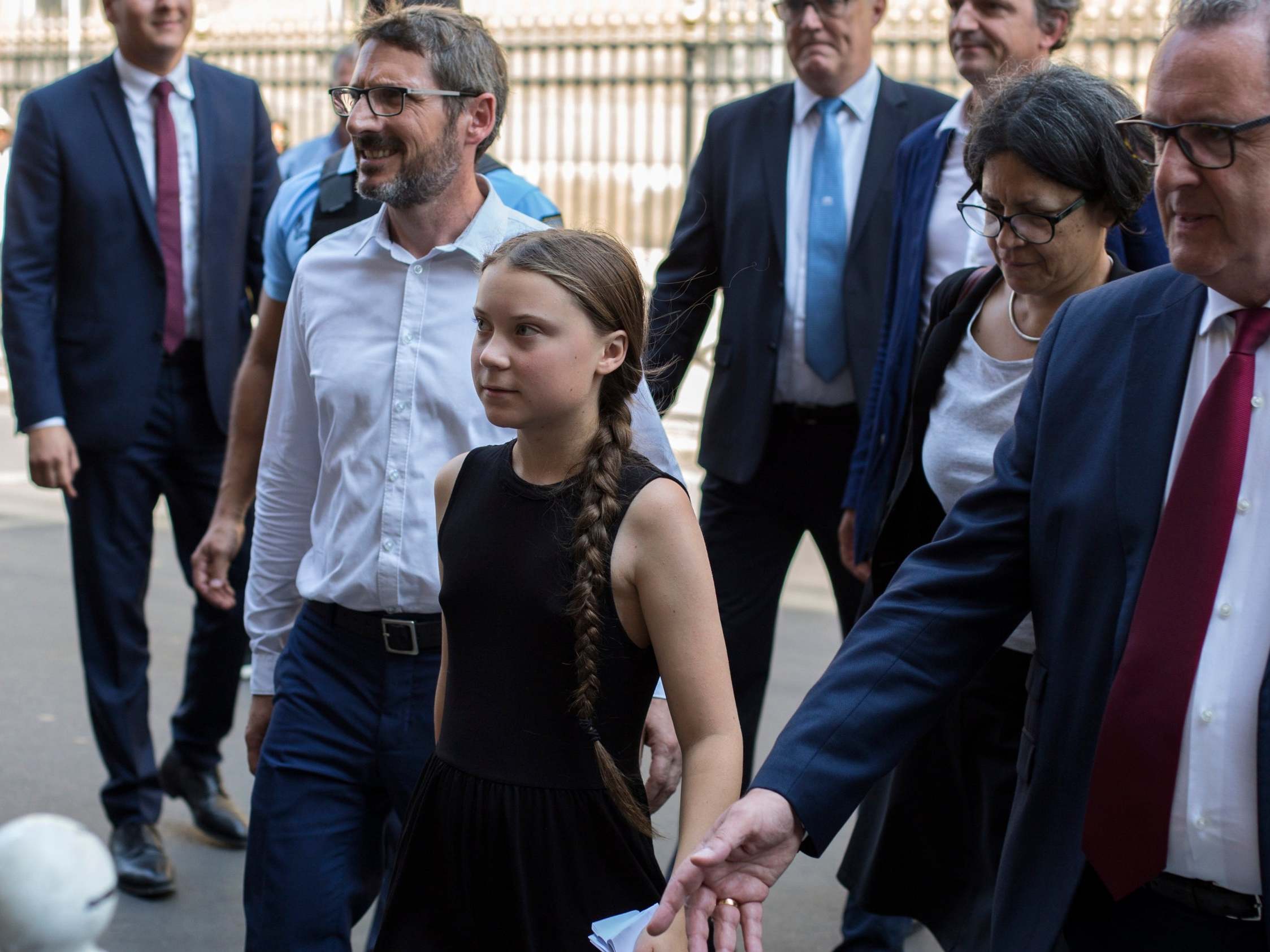 Greta Thunberg arrives for her meeting in the French National Assembly in Paris