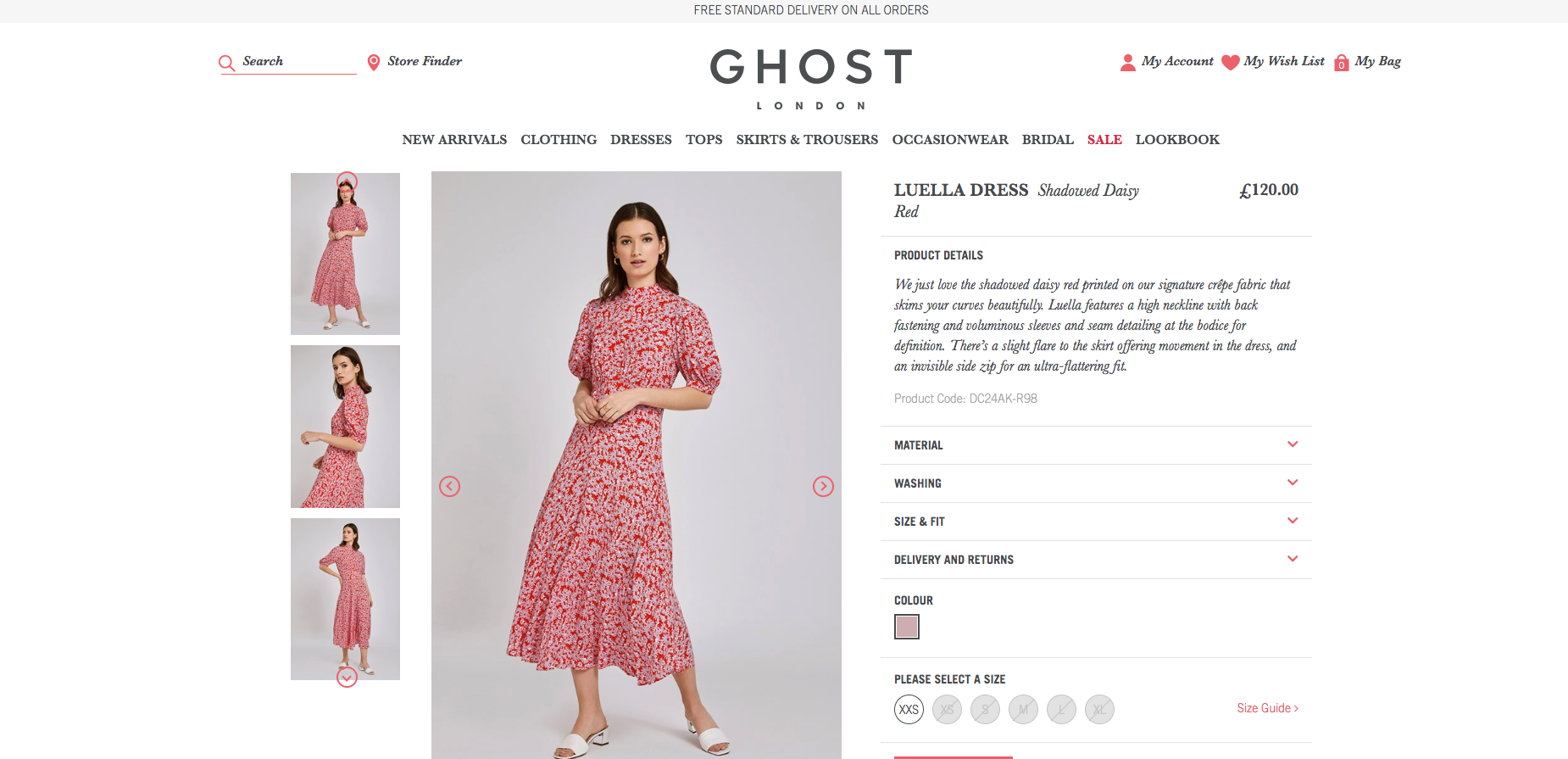 The dress is currently sold out (Ghost)