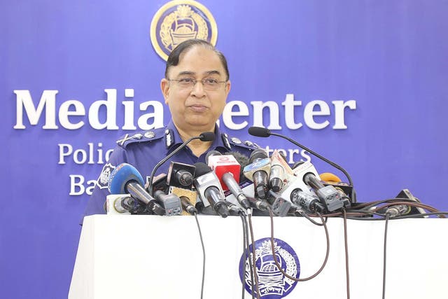 Mohammad Javed Patwary, Bangladesh's national police chief, speaking to the media