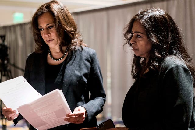 Senator Kamala Harris (left) and her sister Maya