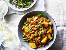 Indian-inspired potato and chickpea masala curry, recipe